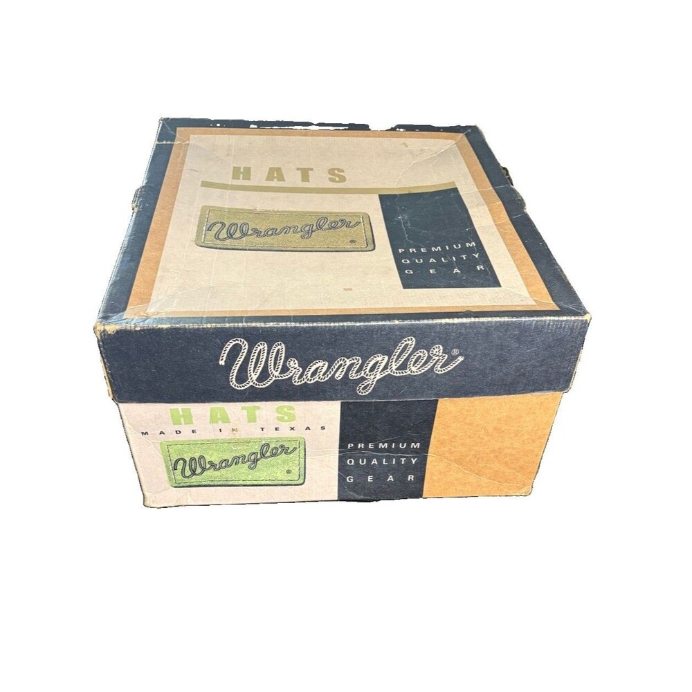 Vintage Wrangler 90s 5X Beaver Fur Felt Cowboy Hat Original Box Texas USA - Picture 9 of 10